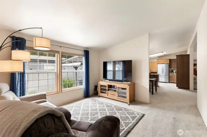 Another view from the Family Room to the Kitchen/Dining.
