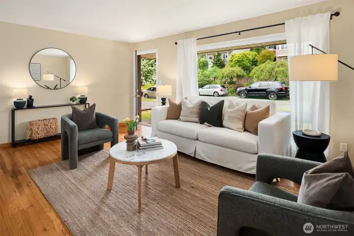 The western exposure brings in the natural light through the oversized vinyl insulated windows.