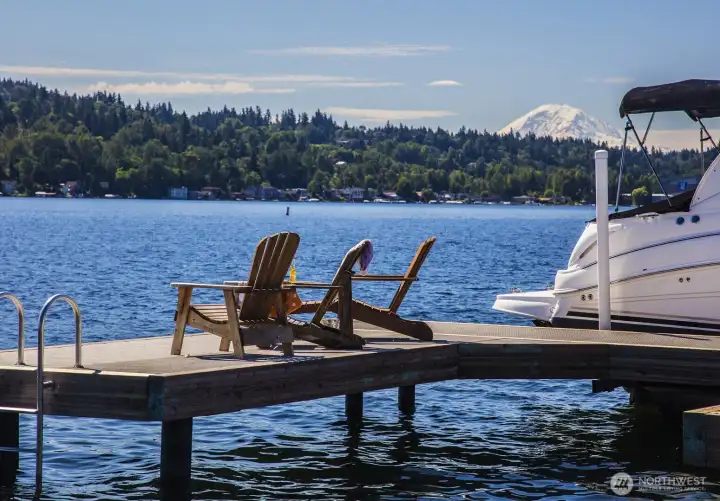 Views of Mt Rainier from the dock