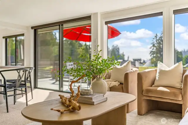 Enjoy this wall of windows, especially bright and cheery on a sunny day!