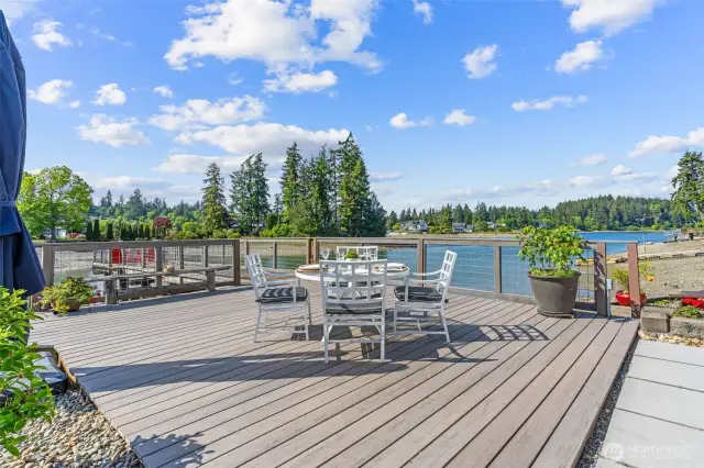 This decking has been redone, and features trek style decking material! A place so spacious it can hold lounge chairs AND a table and chair set!