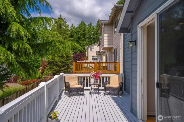 Step out from the cozy breakfast nook onto a lovely deck—ideal for enjoying morning sunshine or alfresco dining.