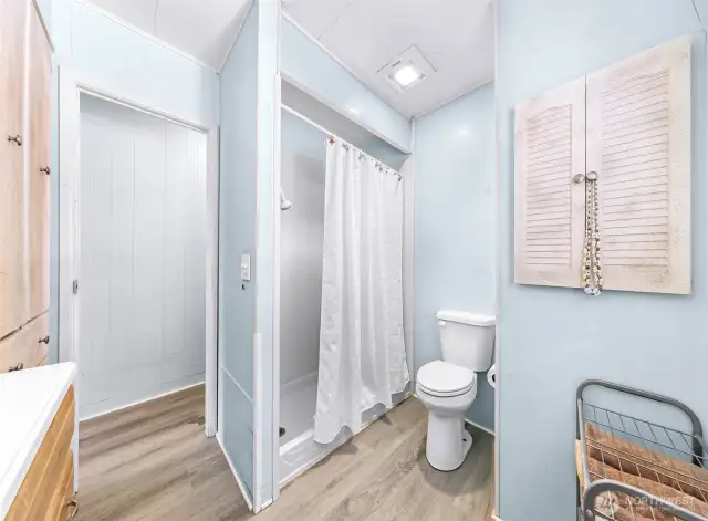 Guest Bathroom updated with 60 inch walk in shower