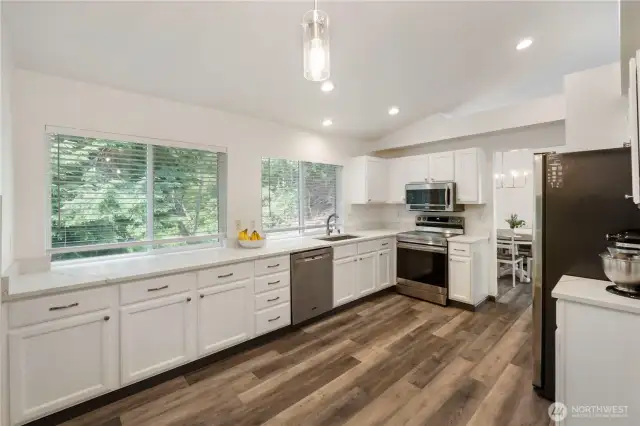 Kitchen  Updated kitchen featuring ample counter space, modern appliances, and a convenient layout for home chefs.