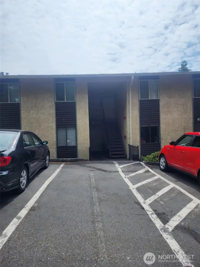 To Entry door from parking