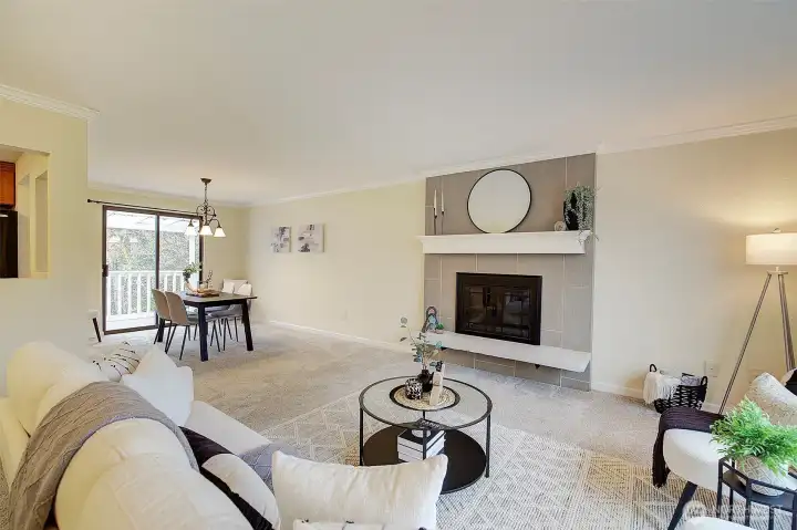 View from living room towards dining room.