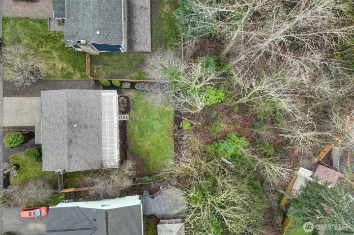 Aerail view of lot with greenbelt.