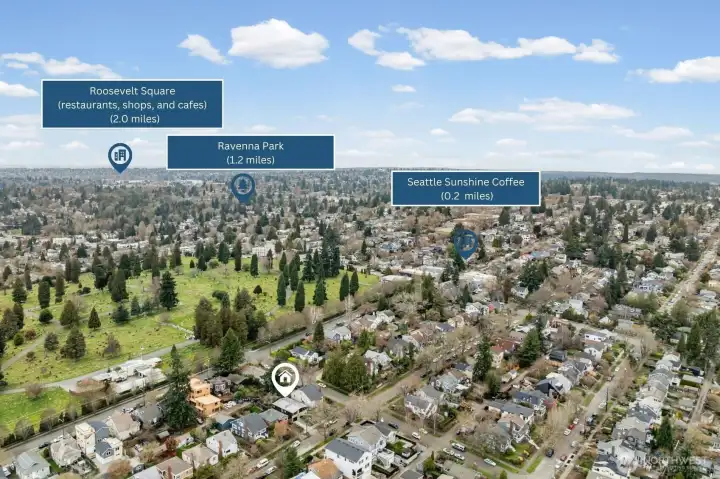 Ideally positioned just 0.2 miles from Seattle Sunshine Coffee and moments to Ravenna Park and Roosevelt Square, this home offers unbeatable access to neighborhood cafés, shops, and green space.