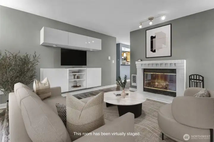 The hanging wall cabinets are a great use of space, offering storage while not taking up floor space.