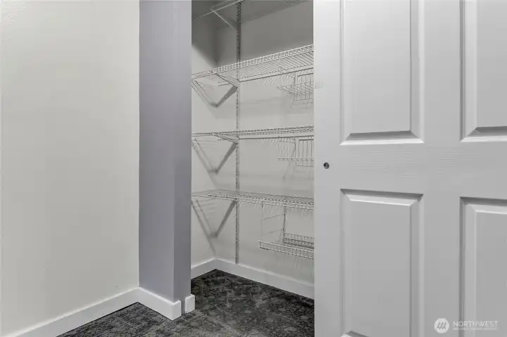 Closet system in second bedroom maximizes storage.
