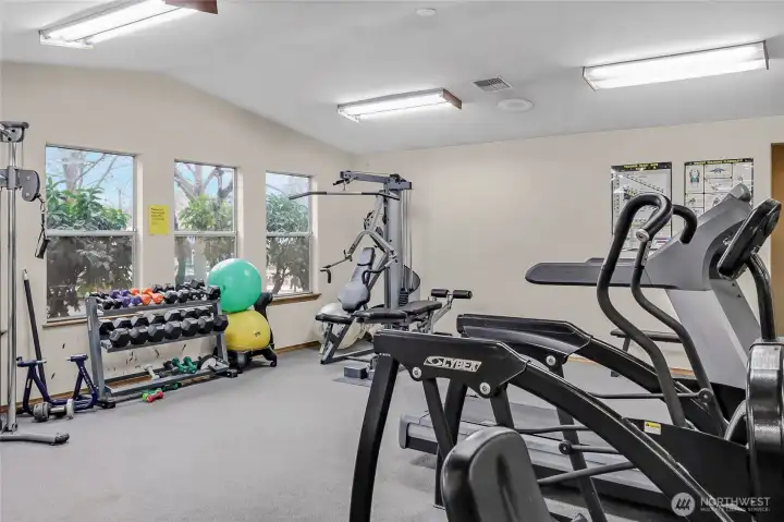 The club house offers exercise equipment and an outdoor pool (not shown).