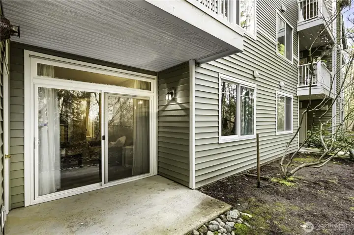 The patio extends your living space outdoors while offering additional storage.