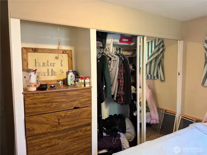 Master bedroom with lots of closet space unit A