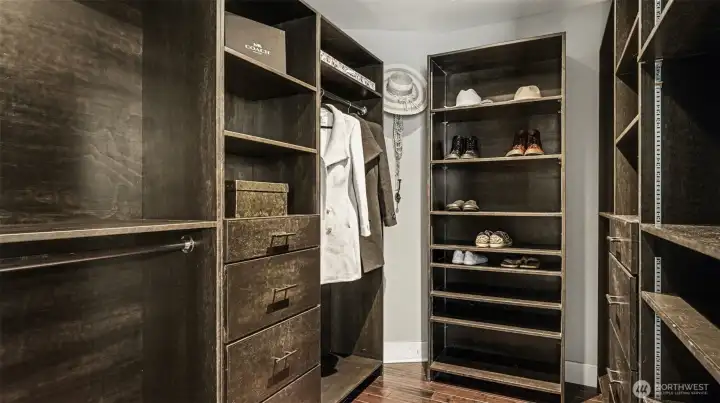 Primary suite walk-in closet.