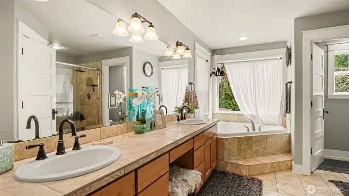 Primary suite 5-piece bathroom.