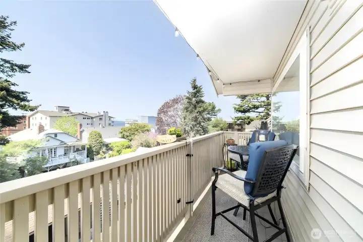 Private deck off dining space with Sound views—perfect for morning coffee or evening nightcaps