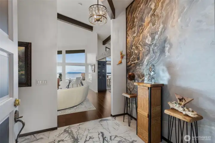 Welcome in! Custom artistic features elevate the style.