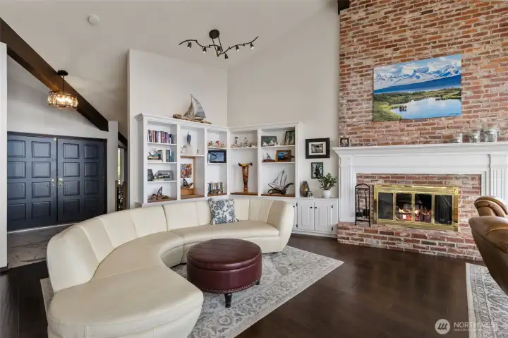 Furniture is perfect for this space and is negotiable. Perfect built ins and cozy fireplace.