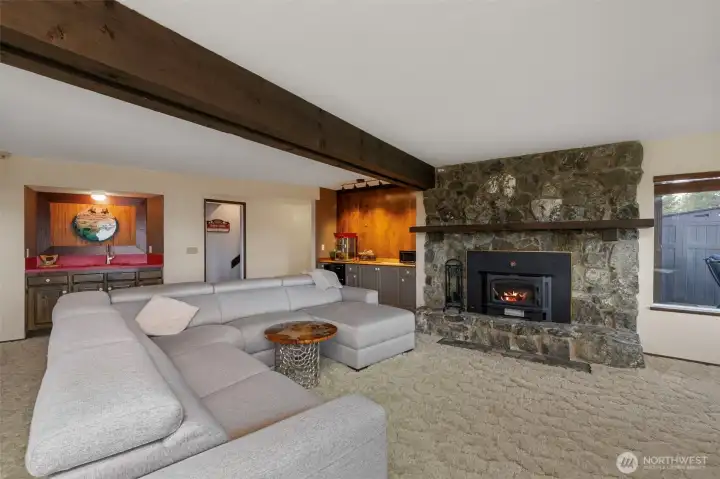 Wood burning fireplace