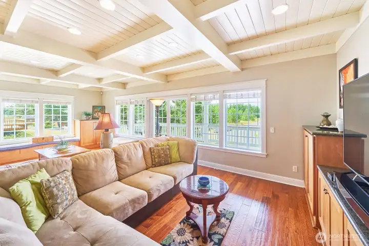 The sunny south-facing window seat creates the perfect nook to relax and soak in the rays.