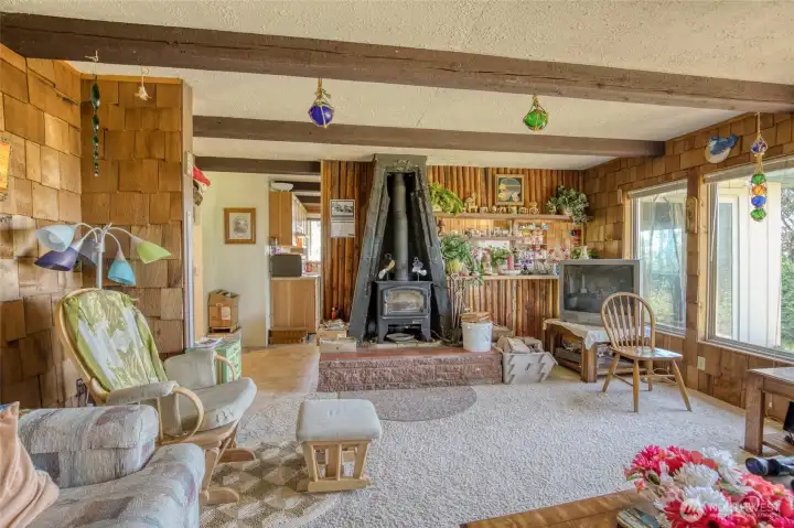 The wood stove keeps the entire Cabin Toasty.