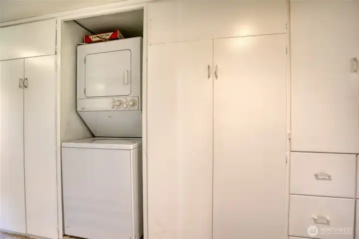 Washer Dryer with lots of storage.
