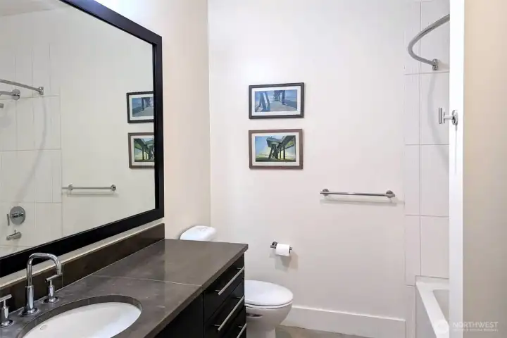 Bathroom with bathtub  Lots of storage