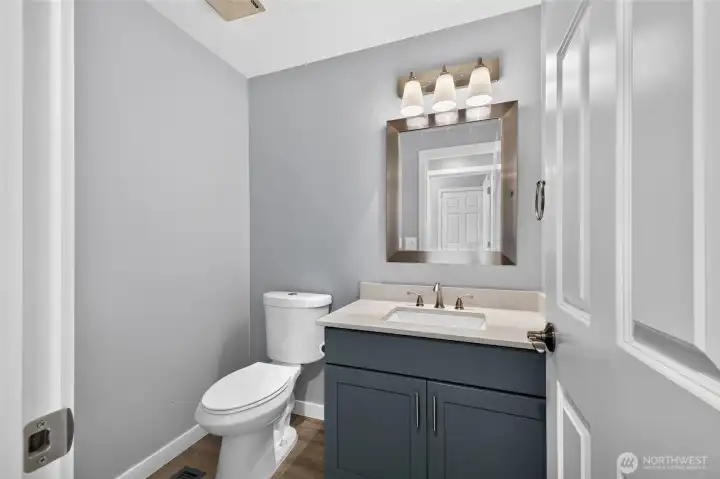 Lower level powder room.