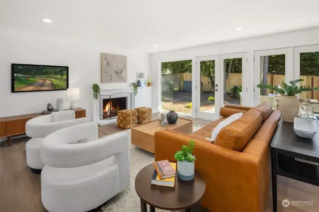 A second fireplace enhances the family room, adding to the ambiance.