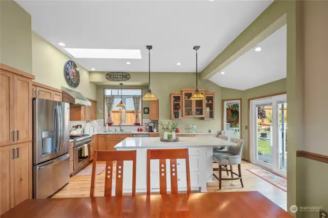 The open kitchen and dining area is the heart of this house.