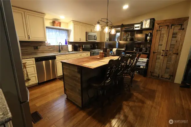 Walnut island countertop.