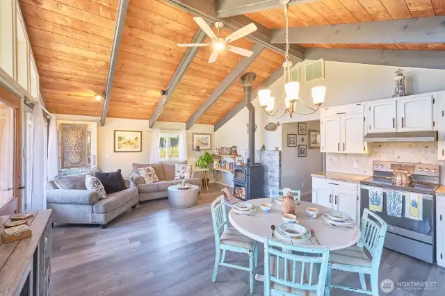 A peaceful space to share a meal or do a puzzle or just enjoy the sound of the ocean