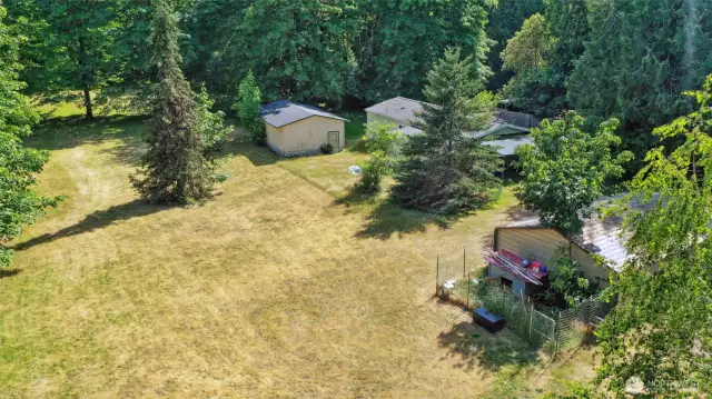 This is the east side of the property, opposite the driveway/entrance side.