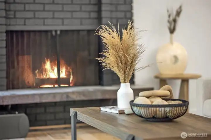 Wood Burning Fireplace for Cozy PNW Nights! Home has gas, if you want to convert to a gas fireplace.