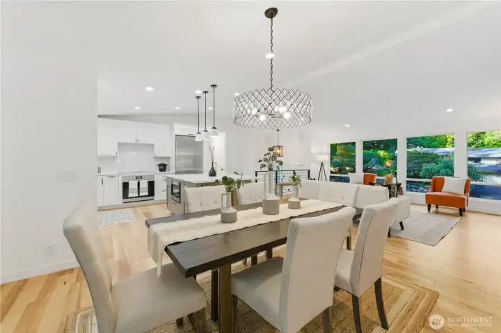 formal dining room with a slider out to a large deck. So very private in the back.