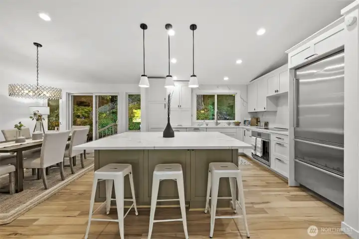 Liebherr Fridge, Miele Dishwasher, Carrara Marble Countertops & Full Height Backsplash