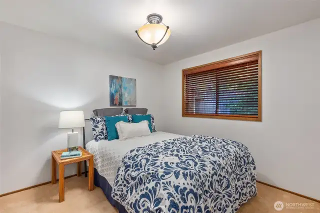 This bedroom at the front of the house, has a walk in closet