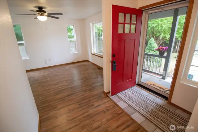 The beautiful entry opens up to the family room.