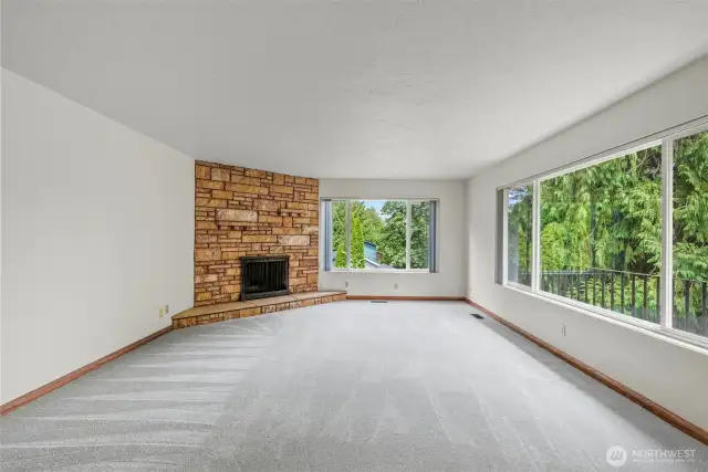 Living Room with Wood Burning Fireplace (main floor)