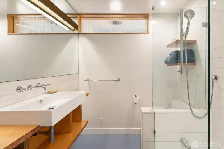 The main floor full bathroom brings comfort and convenience while not skimping on the design.