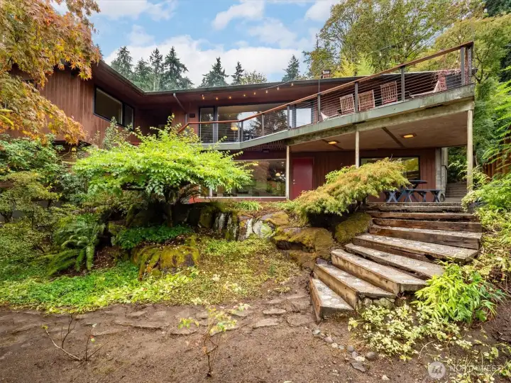Looking back at the house from the lower yard.