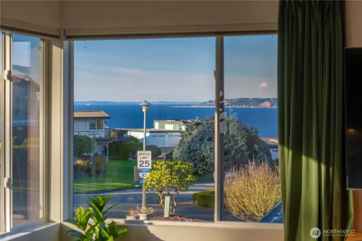 Sweeping, unobstructed crystal clear views of the Puget Sound from the living room