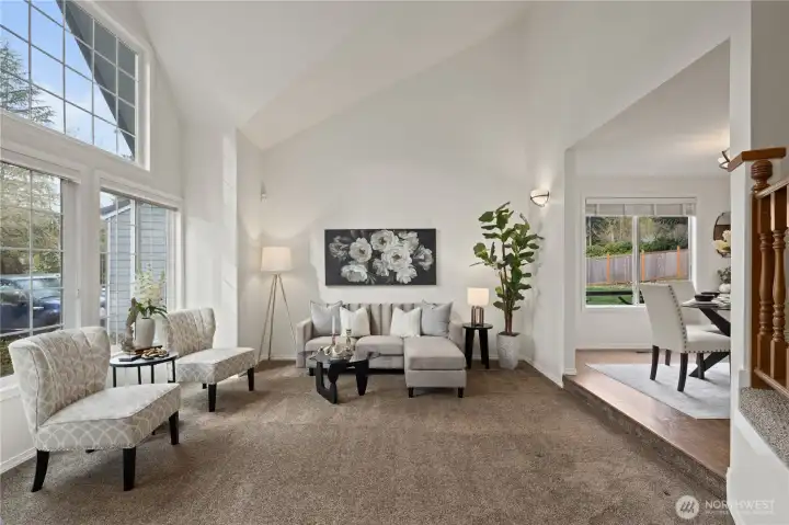 Enter to vaulted ceilings in the Living Room~