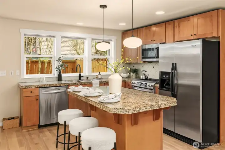 Kitchen overlooks the garden