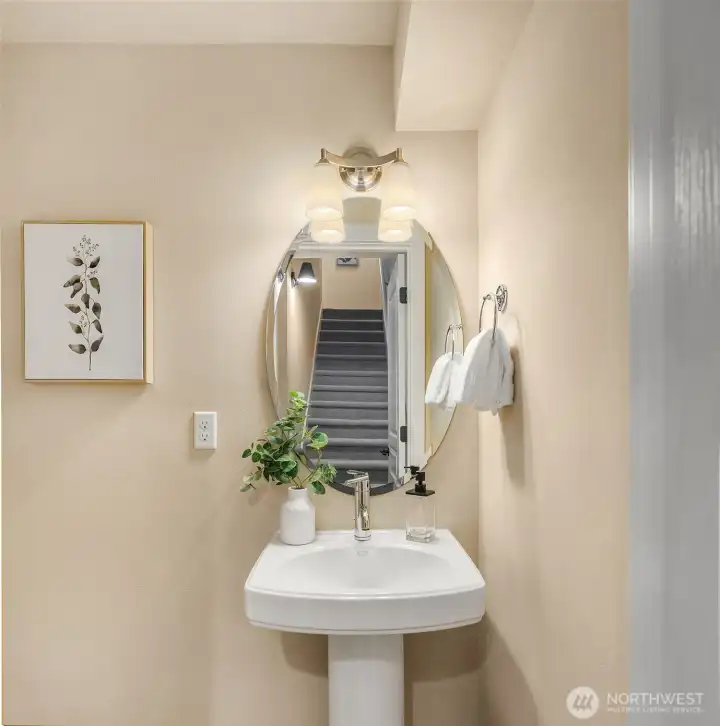 Convenient powder room on the main living level