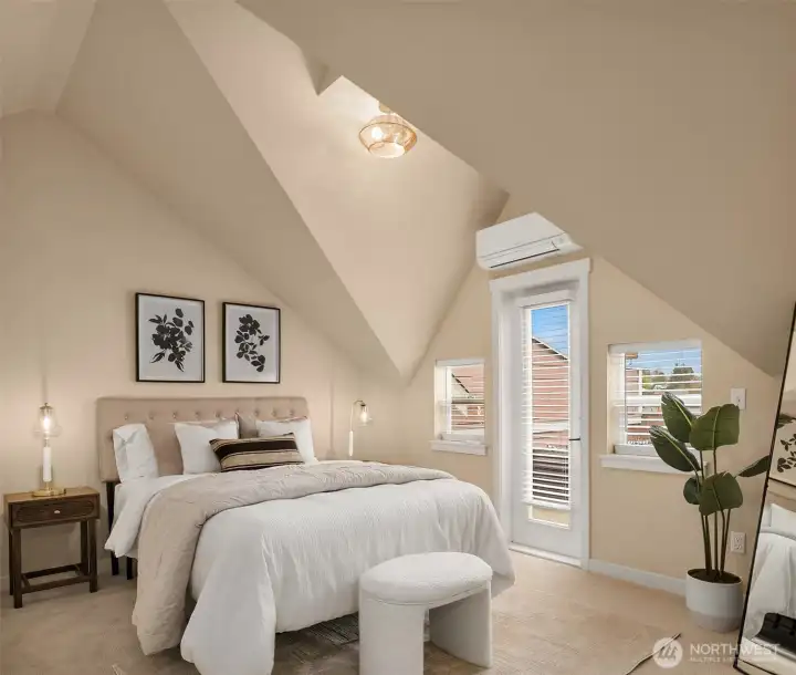 Primary Suite with Vaulted ceilings and roof deck