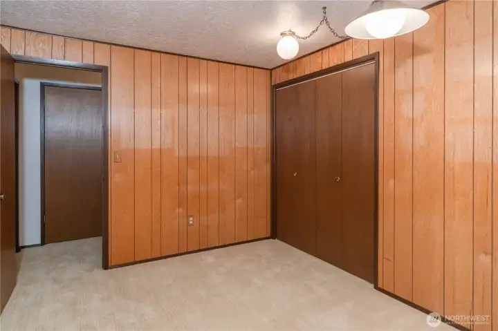 Another view of the second lower level guest bedroom. Across the hall is where the Trane furnace is housed.