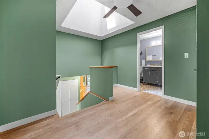 upper level landing and full bathroom
