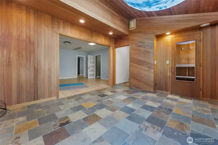 Den, study, or.... and Sauna. Sky lights and window looking north,