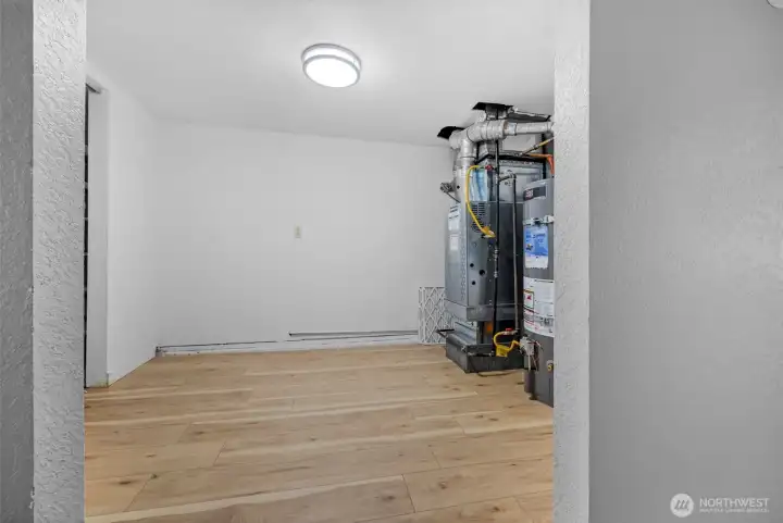 Furnace room and storage.
